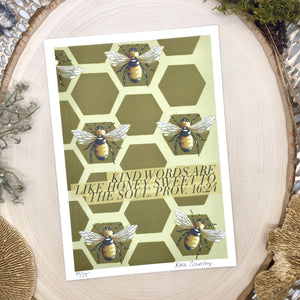 Honey Bees - Kind Words & Honey- Print