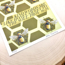 Load image into Gallery viewer, Honey Bees - Kind Words &amp; Honey- Print
