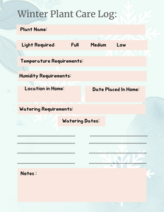Winter Plant Care Log