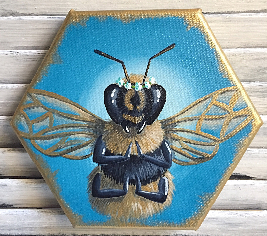 SOLD - Bee Thankful - White Clover Original painting
