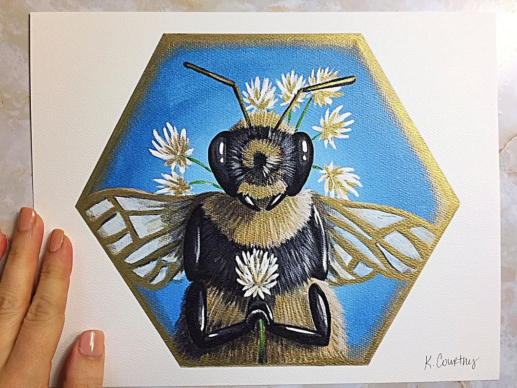 Bee Mine White Clover Print